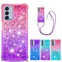 strap lanyard quicksand phone case for oneplus nord n200 5g soft tpu glitter liquid back cover for one plus nord n200 5g funda