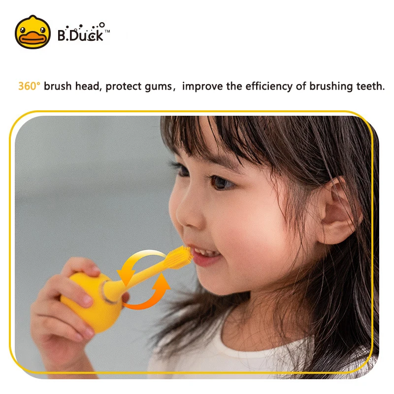 B. DUCK Kids электрическая зубная щетка 360 ° детская силиконовая ультразвуковая