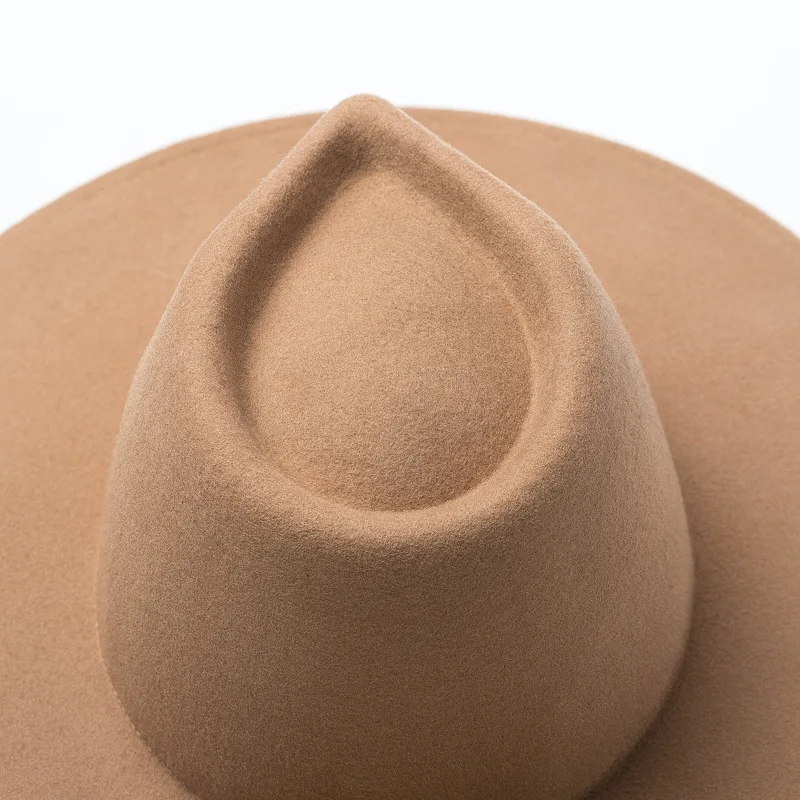 Fedora wool hat oversized 9.5cm big brim shallow fedora hat men and women love top hat new big brim hat wild jazz hat felt