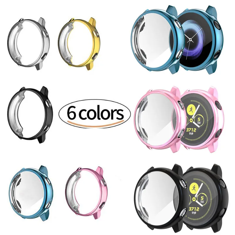 

Silicone TPU Soft Screen Glass Protector Case Shell Frame Film For Samsung galaxy watch active Protective Cover Full Edge Bumper