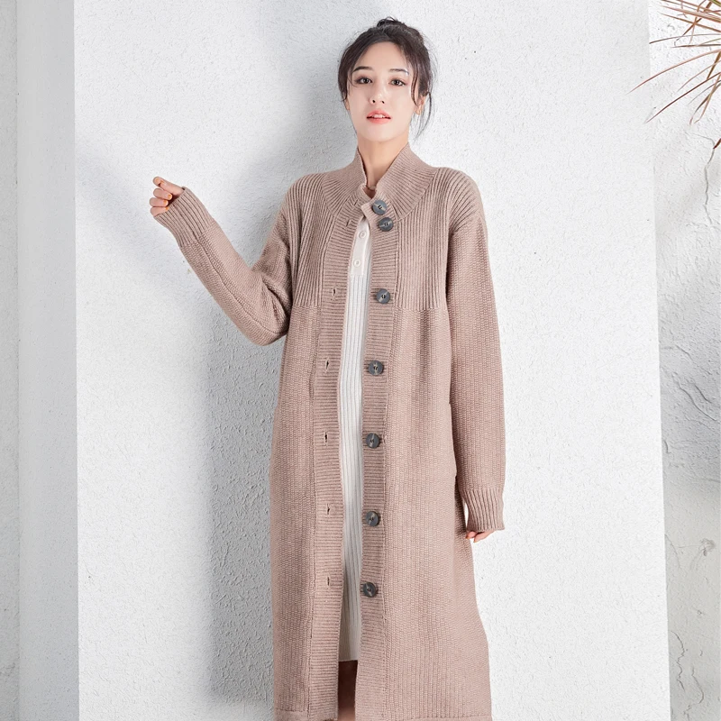 Winter sweater women's new loose casual long trend Korean solid color simple personality fashion large size cardigan jacket 546 |
