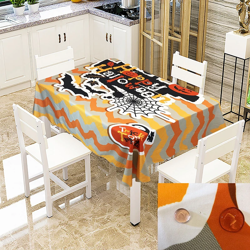 Скатерть на Хэллоуин Simanfei водостойкая маслостойкая с принтом обеденный стол
