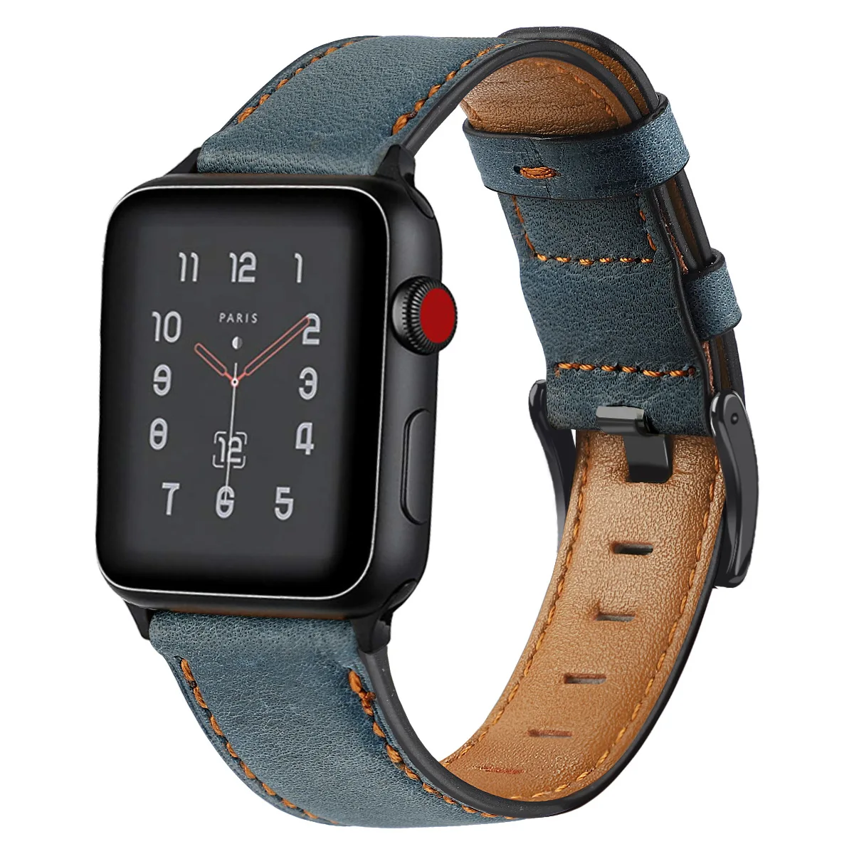 Синий Роскошный ремешок из натуральной кожи для iwatch 44 мм 42 мм кожаный ремешок для apple watch 4 5 ремешок браслет для iwatch 5 4 3 2 38 мм 40 мм - Цвет: Синий