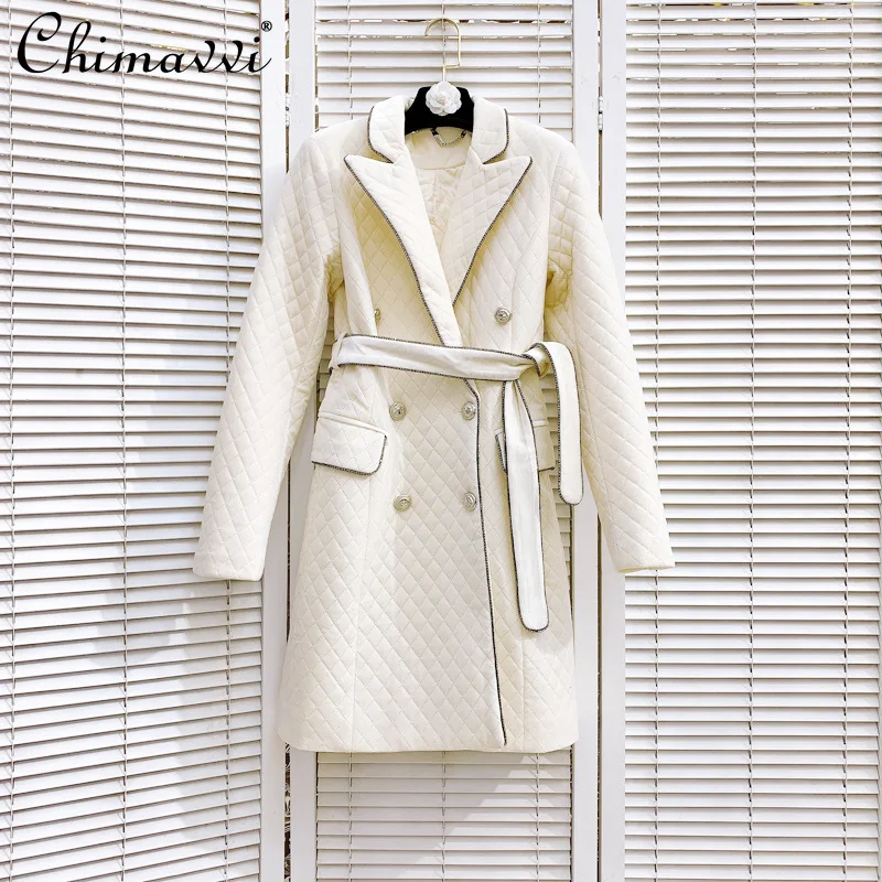 

fashion Velvet Slimming Suit Coat 2021 New Winter women's Clothing European style Retro Diamonds Lace-up Waist-Tight Suit