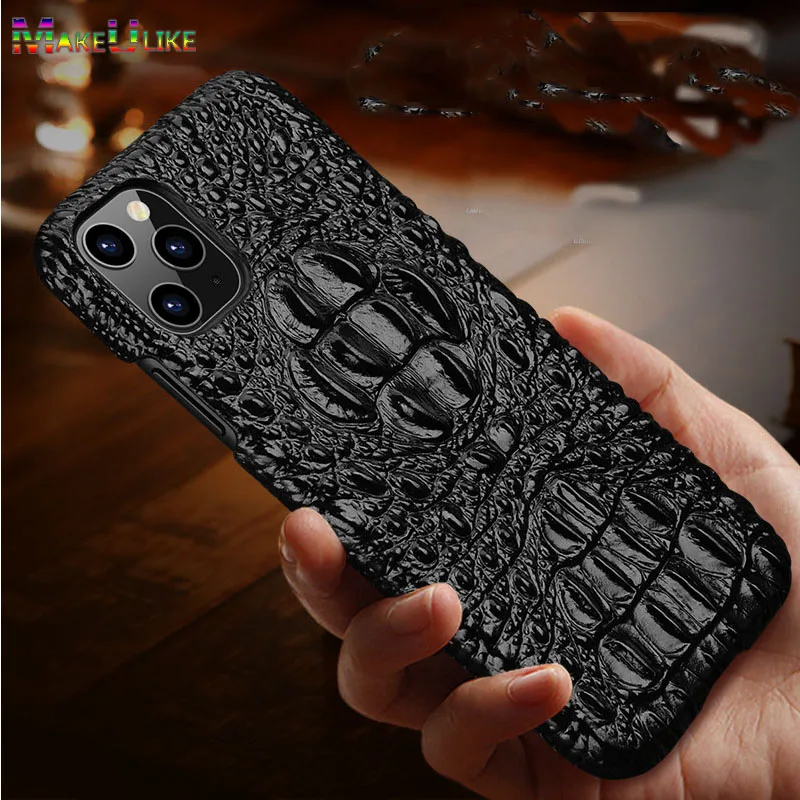 Чехол из натуральной кожи для iPhone 13 Pro Max Mini Case 3D Croc Head Cover Iphone 13Pro защитный чехол