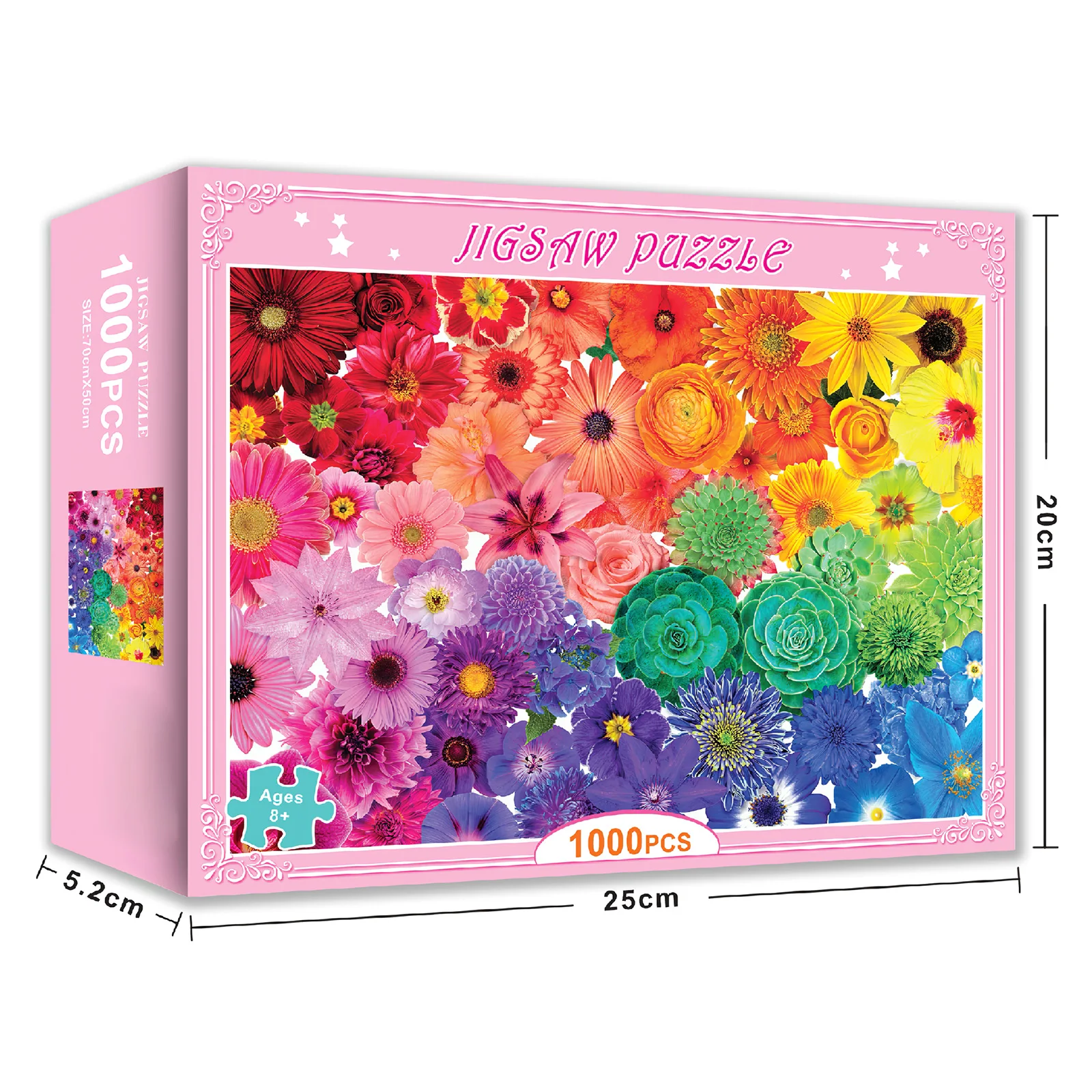

Puzzles 1000 Pieces For Adults Rainbow Flowers Blooming Puzzle Educational Intellectual Decompressing Fun Game For Kids Adults