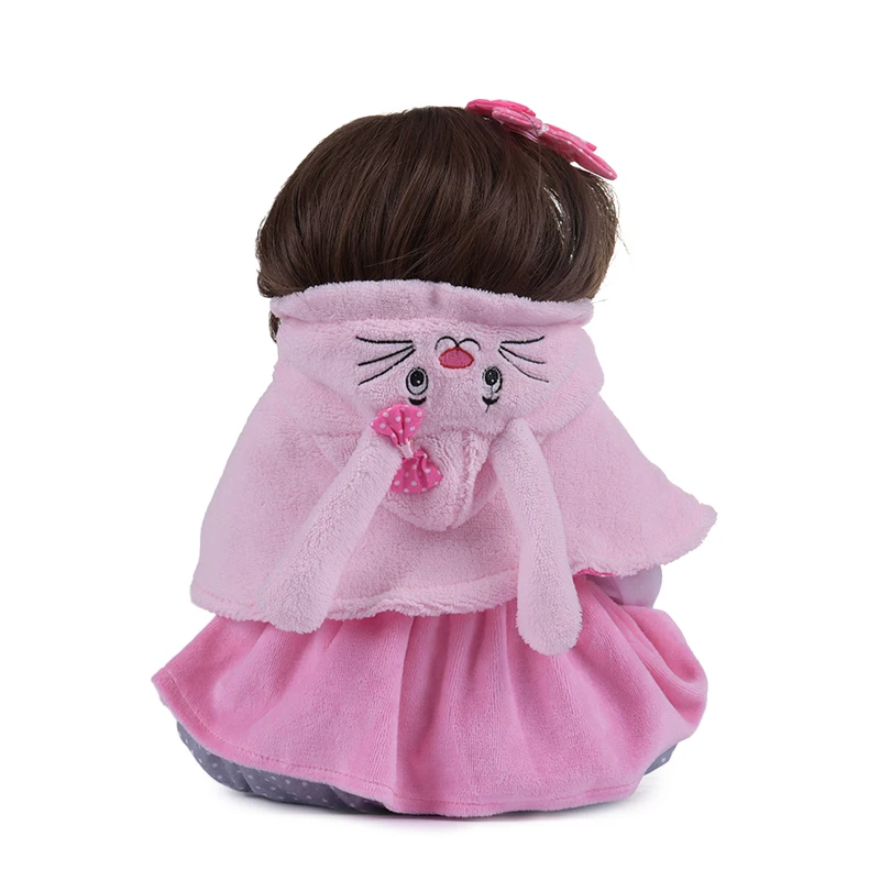 

Pickwoo 48CM baby doll reborn toddler girl doll in pink rabbit dress full body soft silicone realistic baby Anatomically Correct