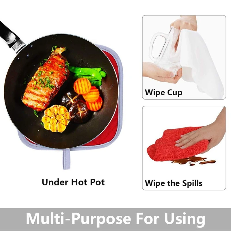 

6Pcs Oven Mitts, 500 Heat Resistant Oven Mitts with Kitchen Towels Soft Cotton Lining and Non-Slip Surface