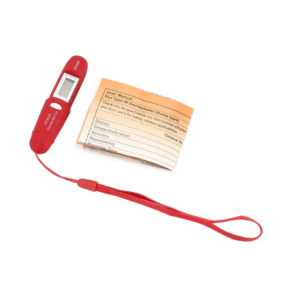 red DT8220 цифровой ЖК-Мини Инфракрасный термометр измеритель температуры тестер Красный Лазерный Карманный Бесконтактный пирометр ручка бытовой - Цвет: red