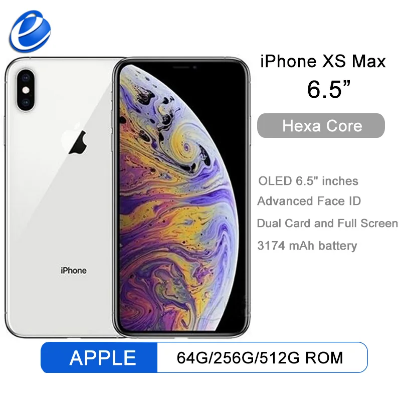 Unlocked Original iPhone XS Max 256G 6.5-inch RAM 4GB ROM 64GB/256GB Smartphone Phone With Dual Card and Full Screen
