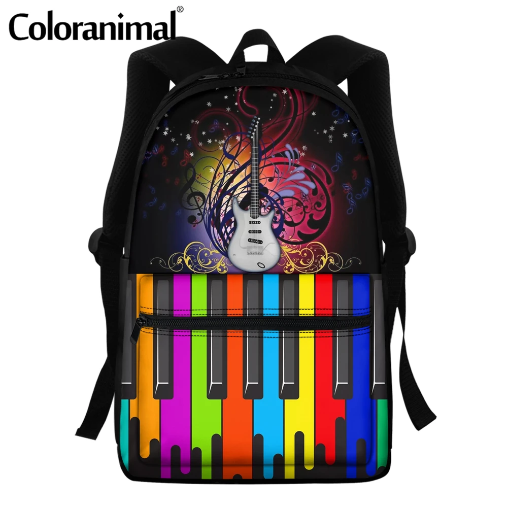 

Coloranimal Fashion Vintage Laptop Backpack Rainbow Paino Keyboard Guitar Design Women Bags Men Travel Leisure Backpacks Retro