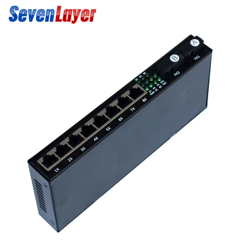 Волоконно-оптический медиаконвертер, гигабитный Ethernet коммутатор 10/100/1000M 8 RJ45 UTP и 2 SC оптоволоконный порт