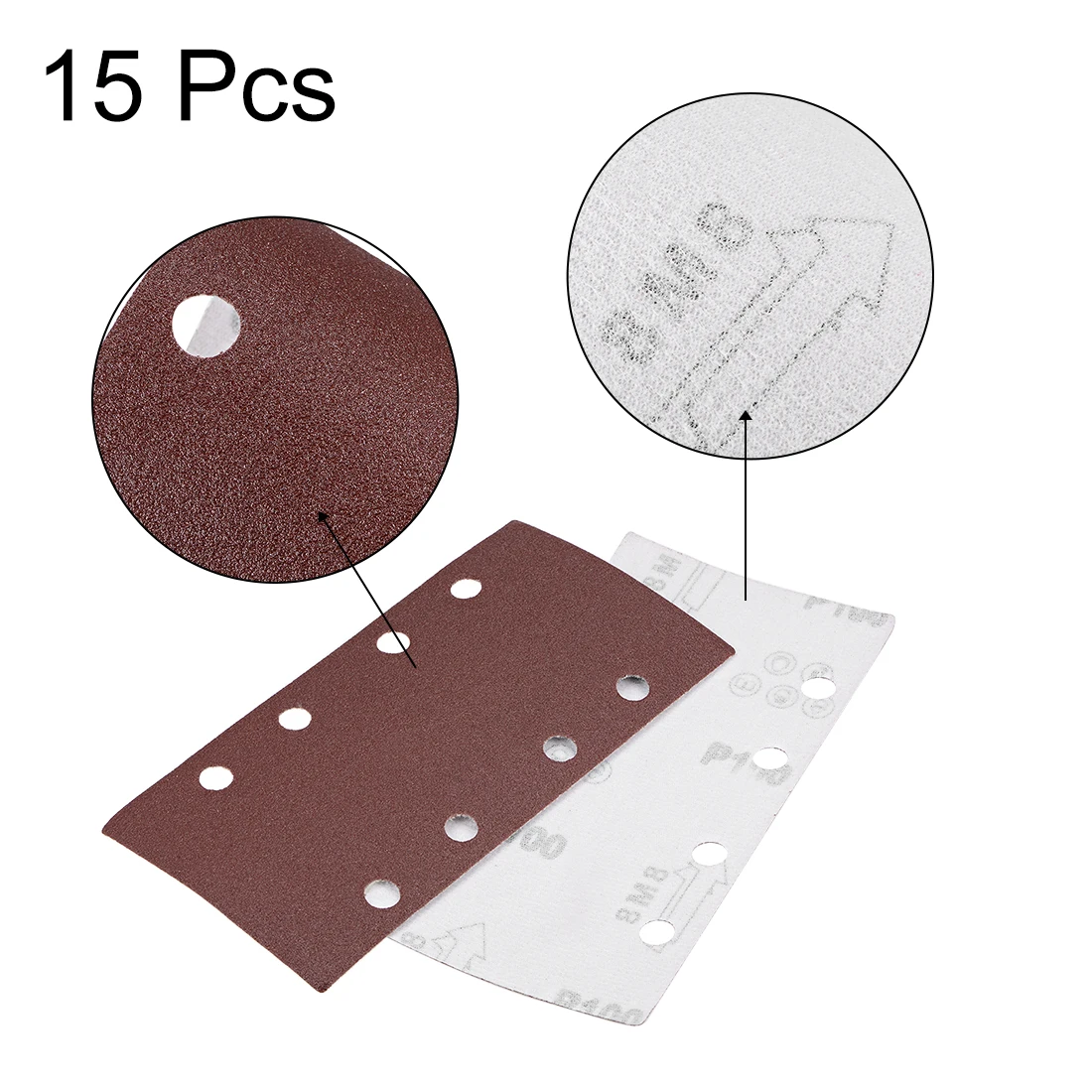 

uxcell 100-Grits 8-Holes Hook and Loop Sanding Sheet, 7.3 x 3.6-inch Wet Dry Aluminum Oxide Sandpaper for Sander 15pcs
