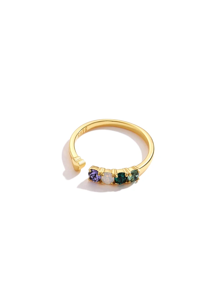 Женское кольцо с кристаллами LEKANI открытое регулируемое обручальное из