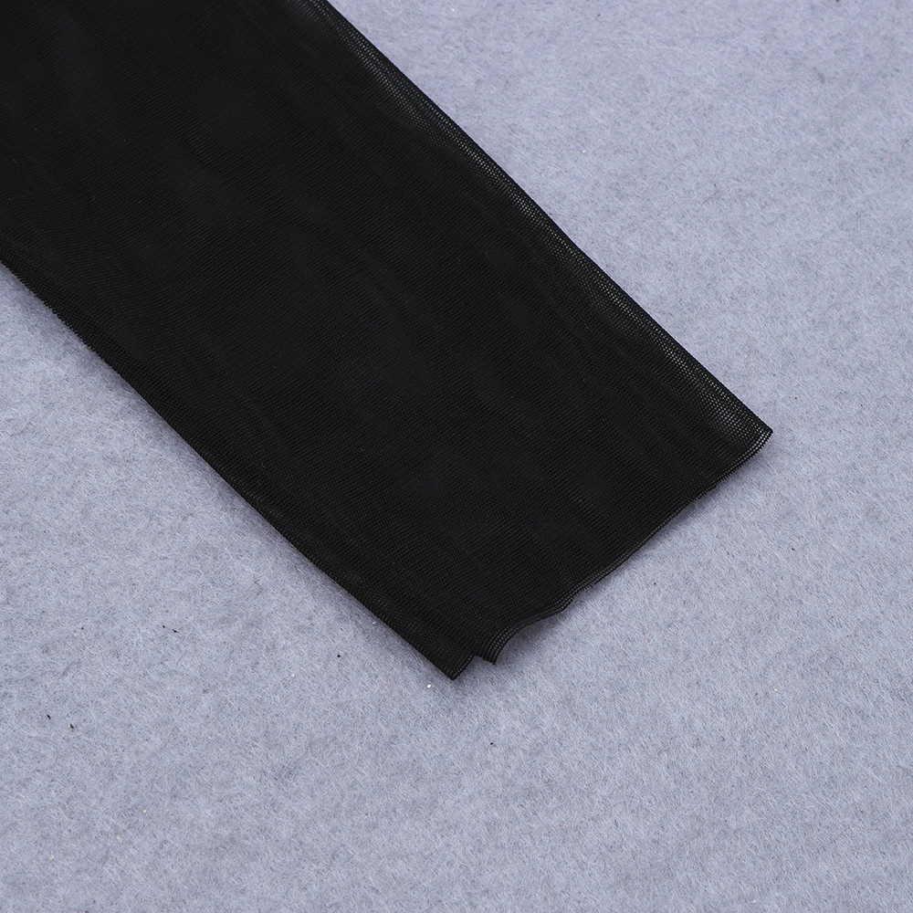 

VC All Free Shipping New Chic Voile Splicing Long Sleeves Turtleneck Design Celebirty Party Club Bandage Black Mini Dress