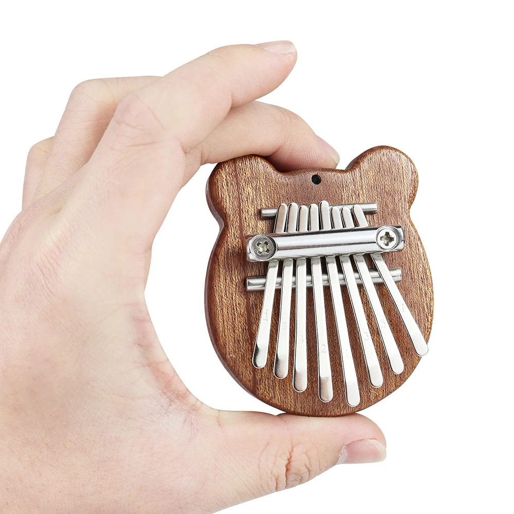 Мини небольшой 8 keys Портативный медведь Форма древесины палец фортепиано