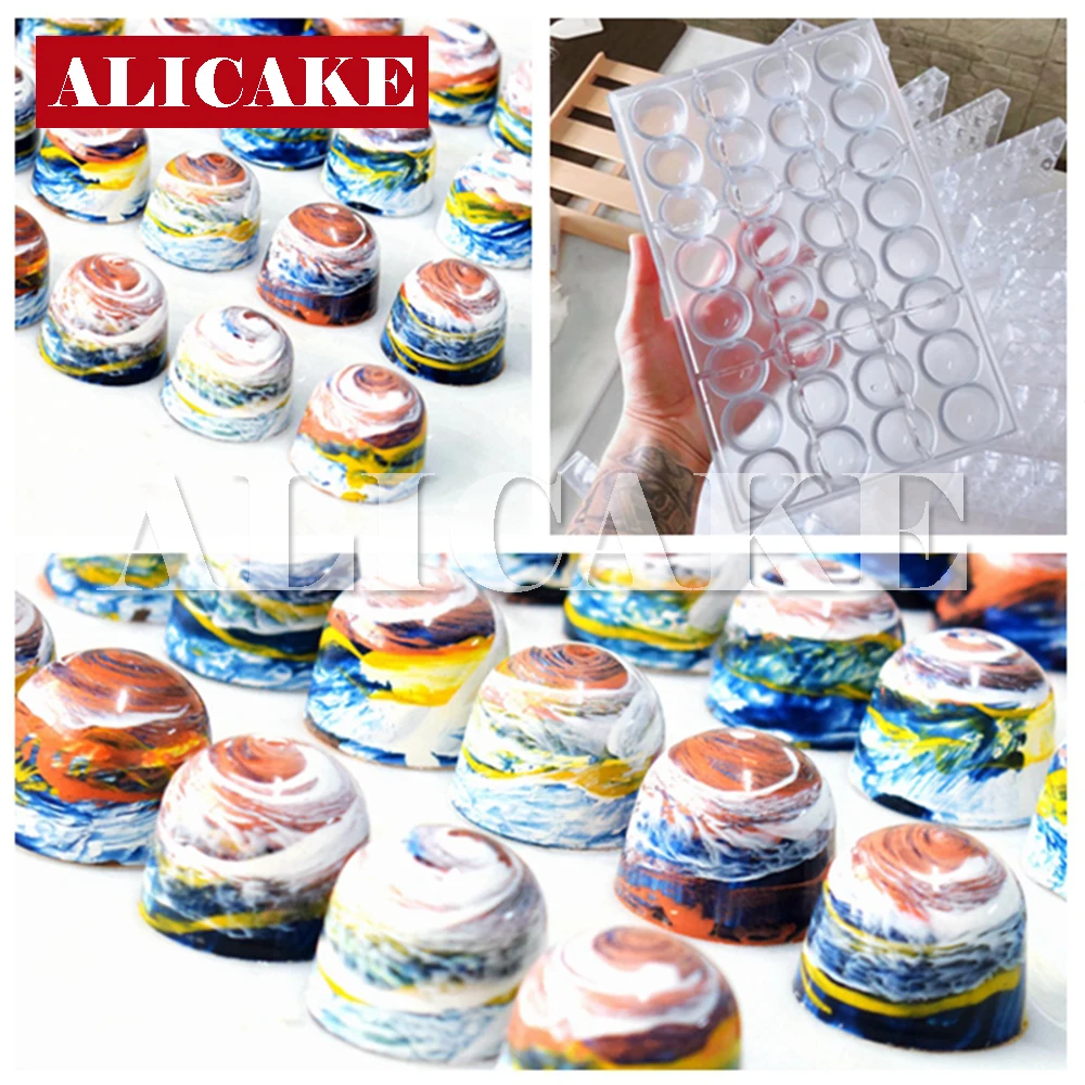 

32 Cavity Polycarbonate Chocolate Mold 2 Size Cylinder Cake Confectionery Mold For Chocolates Mold Tray Baking Pastry Tools