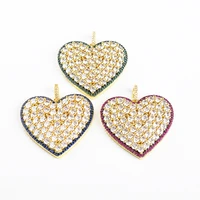 2pcs womens 35mm golden plated cz micro heart pendant chain necklace