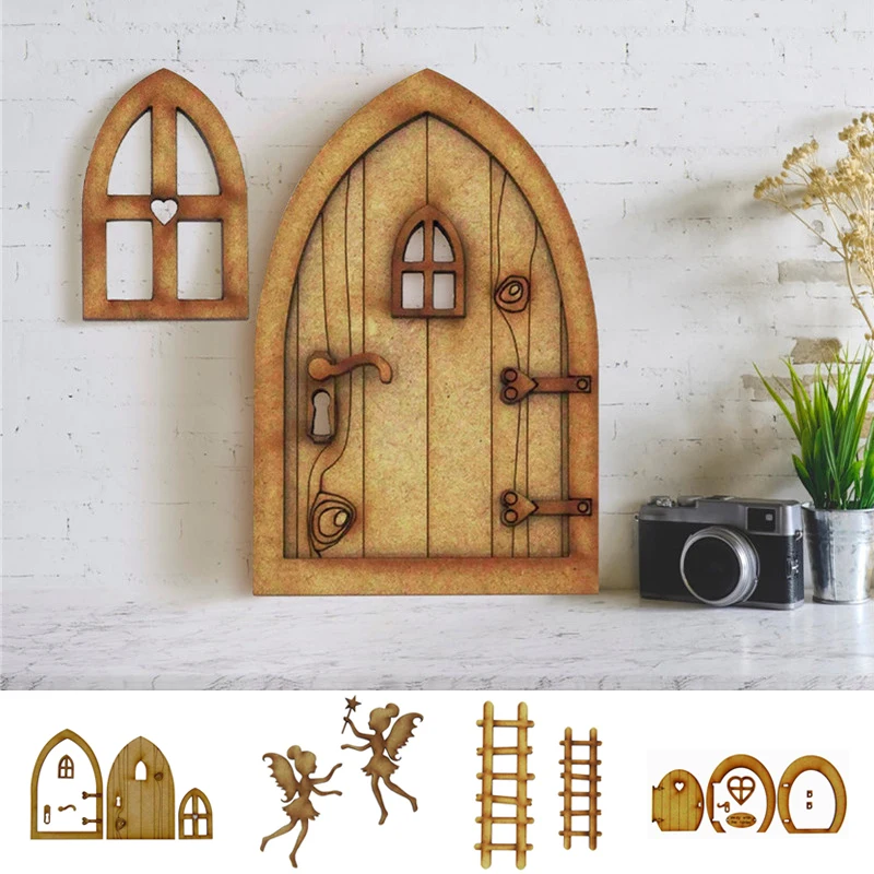 handmade doll house fairy wooden accessories mini dollhouse miniature house model wooden gnome mouse elf door craft kit free global shipping