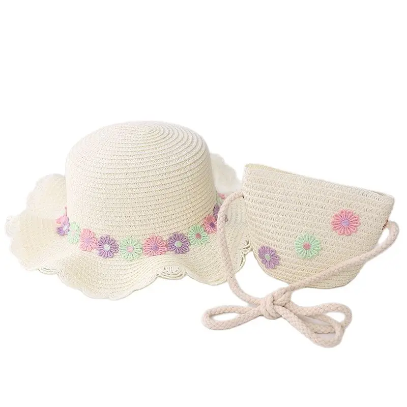 Шапка детская соломенная с широкими полями комплект шапки для пляжа и отдыха