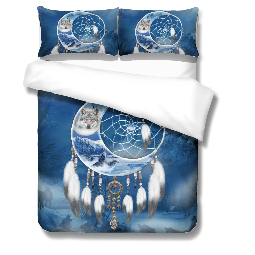 Комплекты постельного белья с 3D-принтом в виде животных темно-синий фон принт