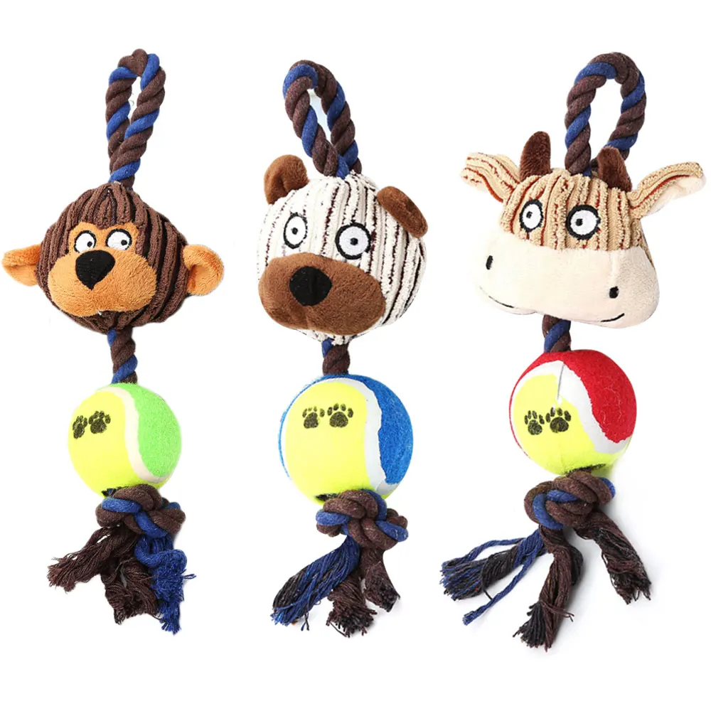Жевательная игрушка для собак в форме животных хлопковые веревки теннисная