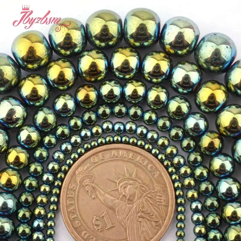 Бусины из натурального камня диаметром 15 дюймов 2 3 4 6 8 10 мм|rainbow hematite|for diyhematite stone