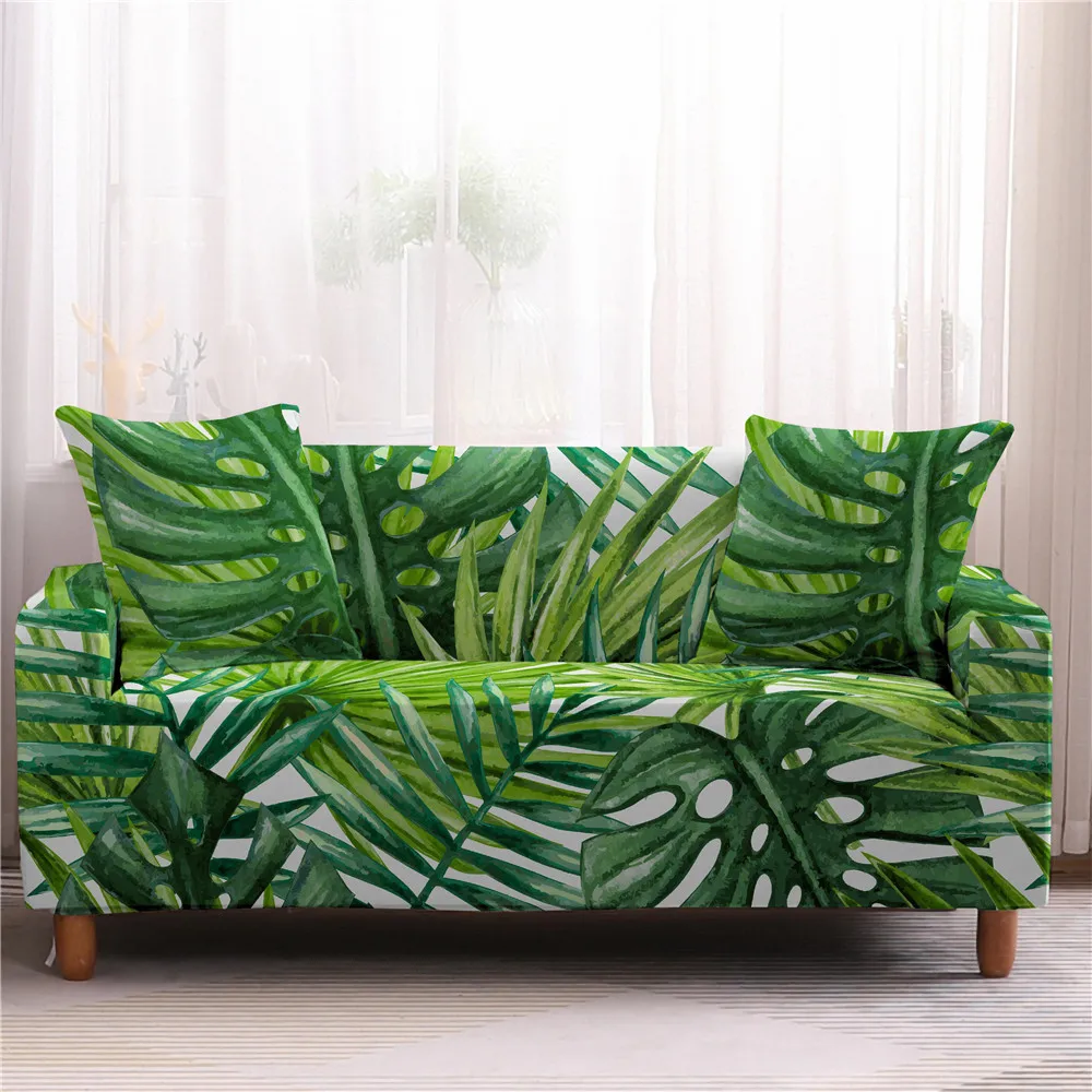 Зеленых листьев для диванов эластичный чехол дивана диванных чехлов Гостиная