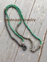 natural stone knot howlite long boho druzy agate charm pendant turquoise beads