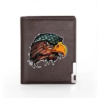 fashion united states eagle head printing wallet leather purse for men credit card holder short purse