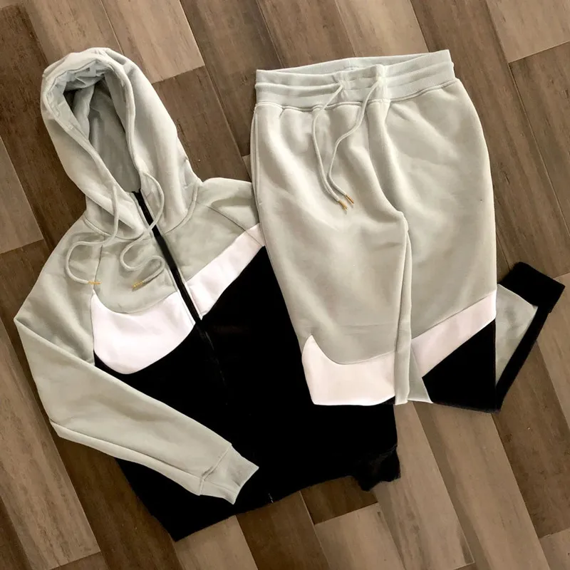 

Spring and Autumn Men's Sports Suit Large Size Casual Men's Jacket Men's Casual Pants Color Matching Printing Men's Sets