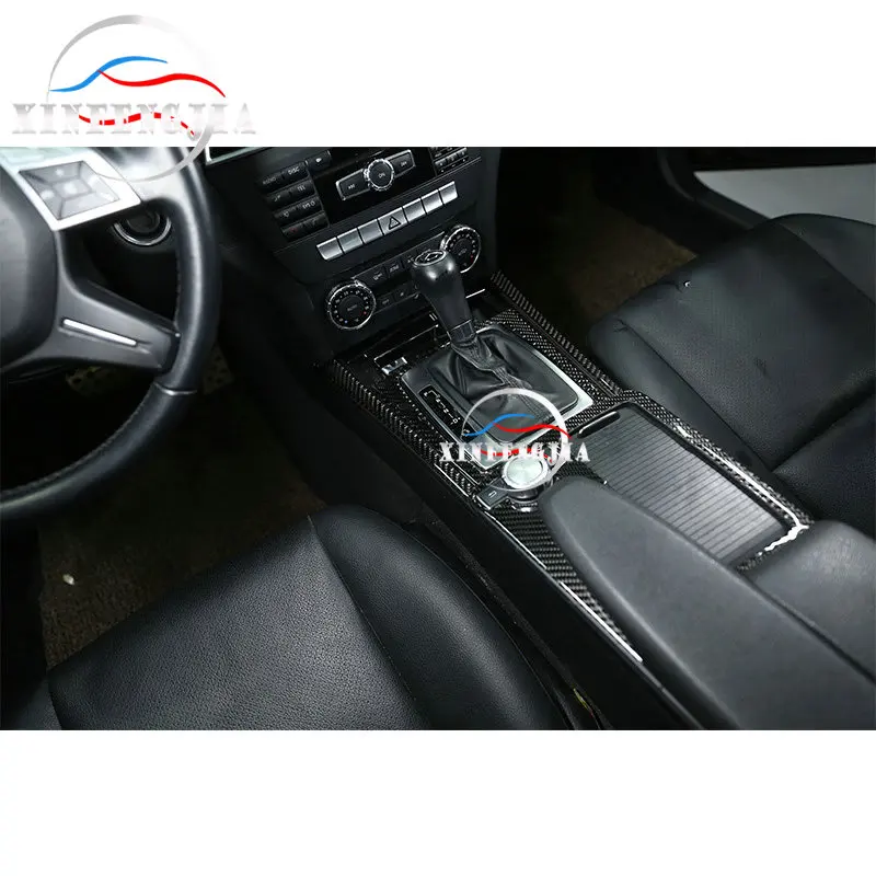 

Real Carbon Fiber Car Center Gear Shift Panel Side Trim Strip For Mercedes-Benz C Class W204 08-14