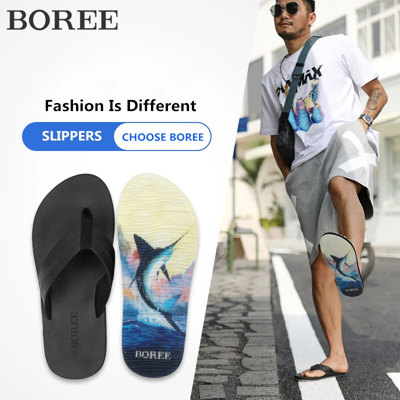 Шлепанцы BOREE Мужские дышащие легкие пляжные тапочки деловые кожаные