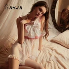 Новинка, темно-синий воротник, прозрачная марлевая Униформа служанки, женское соблазнительное женское сексуальное нижнее белье, ночная рубашка с бантом на спине