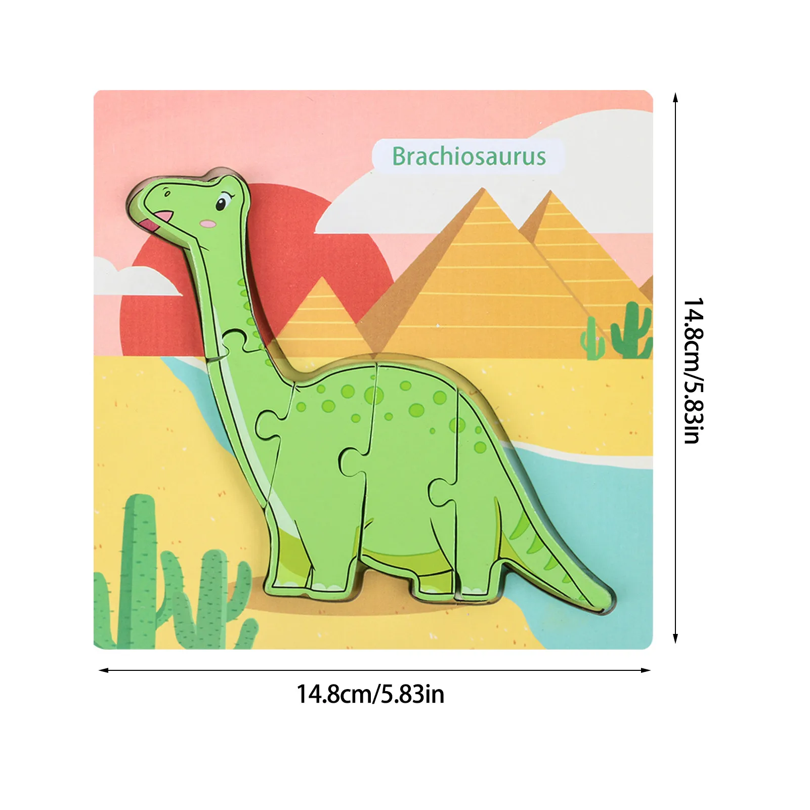

Montessori Wooden Toy 3D Jigsaw Dinosaur Puzzles Children's Creative Story Stacking Matching Puzzle Early Educational Toys
