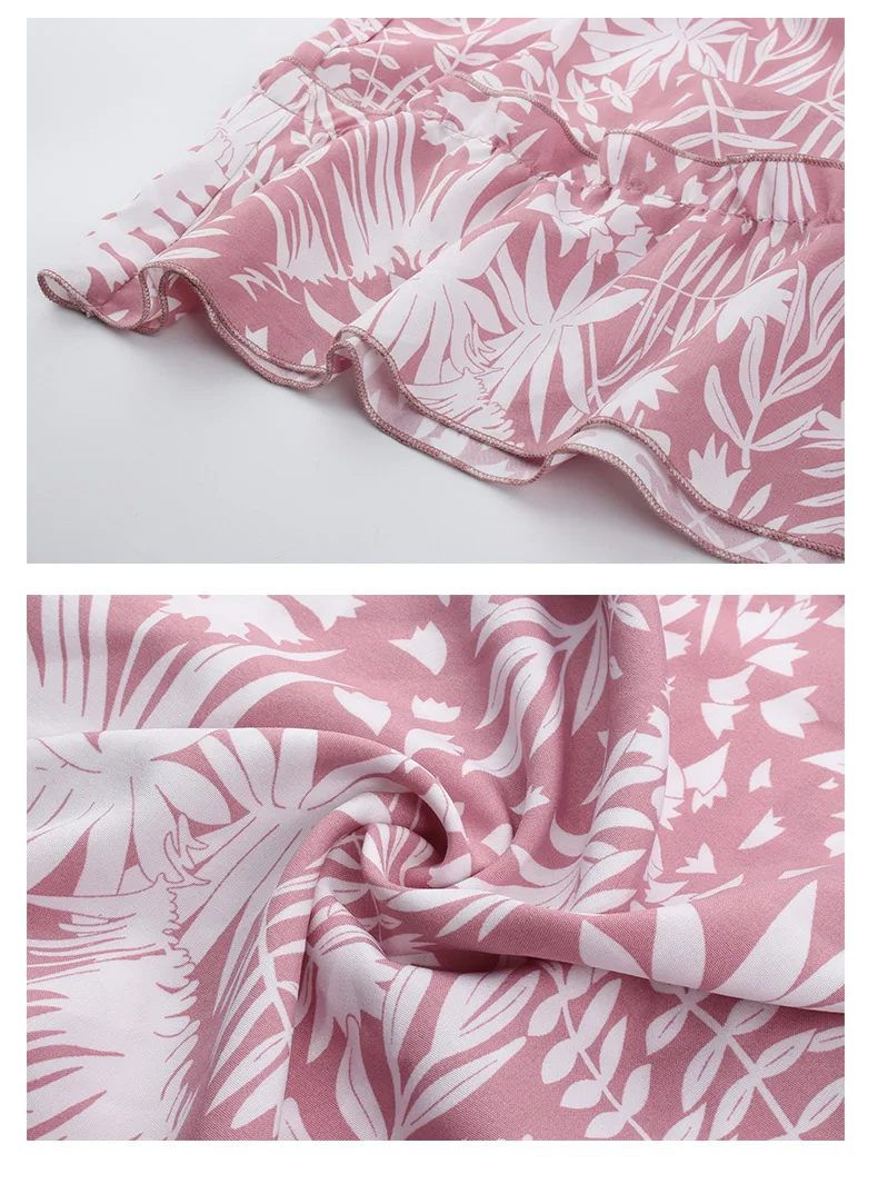 

Sweet Pink Floral Print Women Mini Dress Sexy Deep V Neck Backless Ruffles Empire Slim Dresses Vestidos