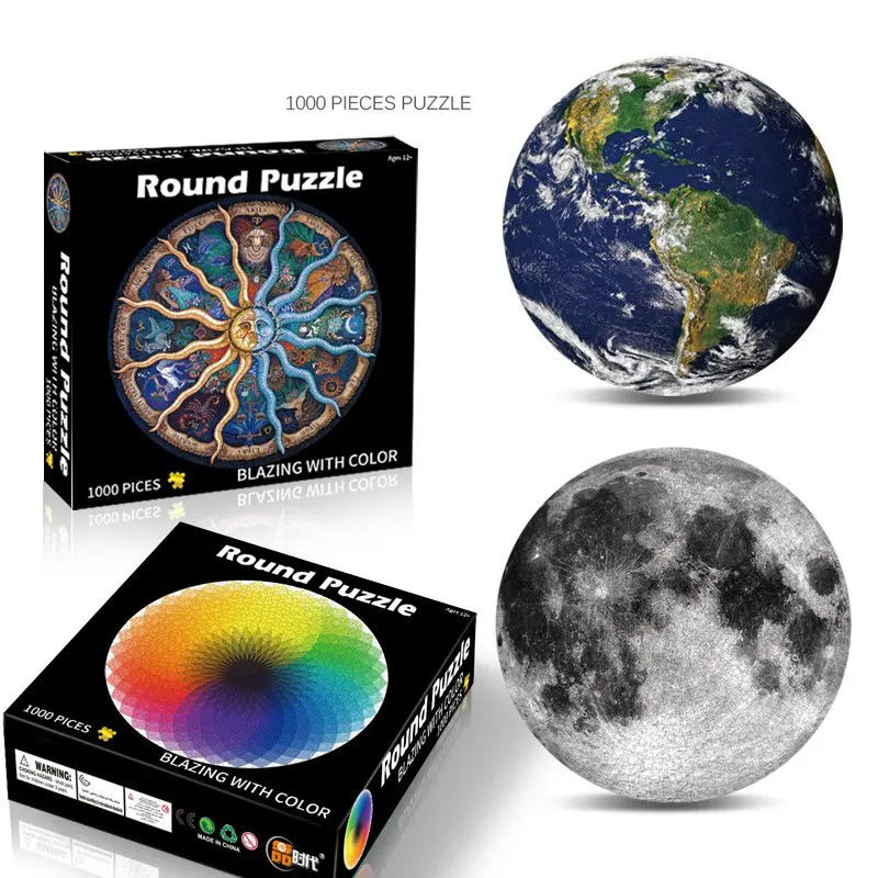 

1000 pieces Jigsaw Puzzles Rainbow Round Puzzle Moon Earth Puzzles Adult Kids DIY Educational Toy Jigsaw Puzzle
