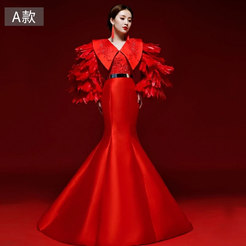 Красный китайский свадебное платье брак размера плюс Cheongsam Восточный Стиль