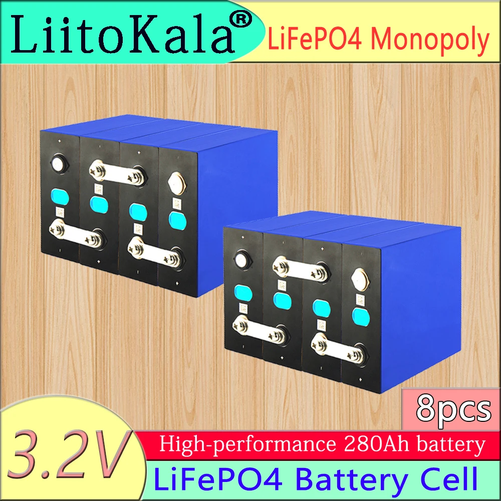 

LiitoKala 8pcs 3.2v 280ah Lifepo4 Rechargeable Battery Lithium Iron Phosphate Solar Cell 12v 24v 280ah Grade A Lifepo4 Cell Tax