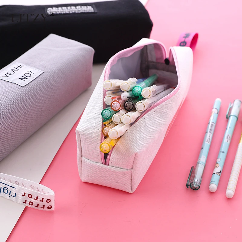 Холщовый пенал простой дизайн стильные сумки карандаши на молнии держатели для