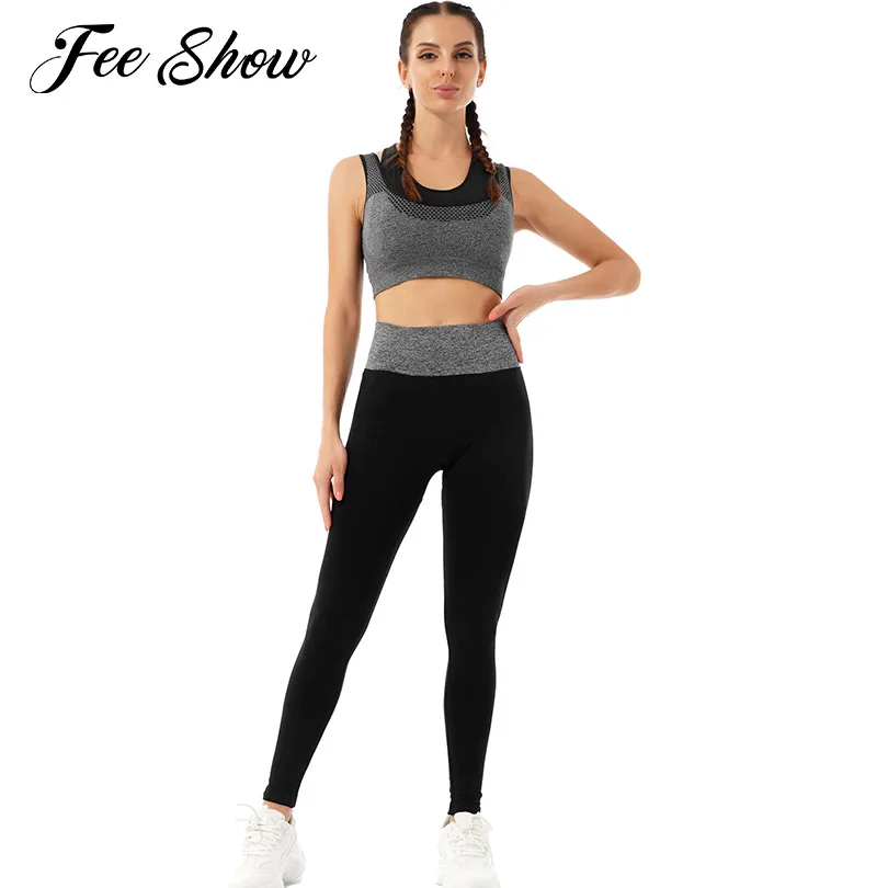 

Комплект спортивной одежды из 2 предметов, женские комплекты для йоги, спортивный комплект для фитнеса с бюстгальтером со съемными подушечк...