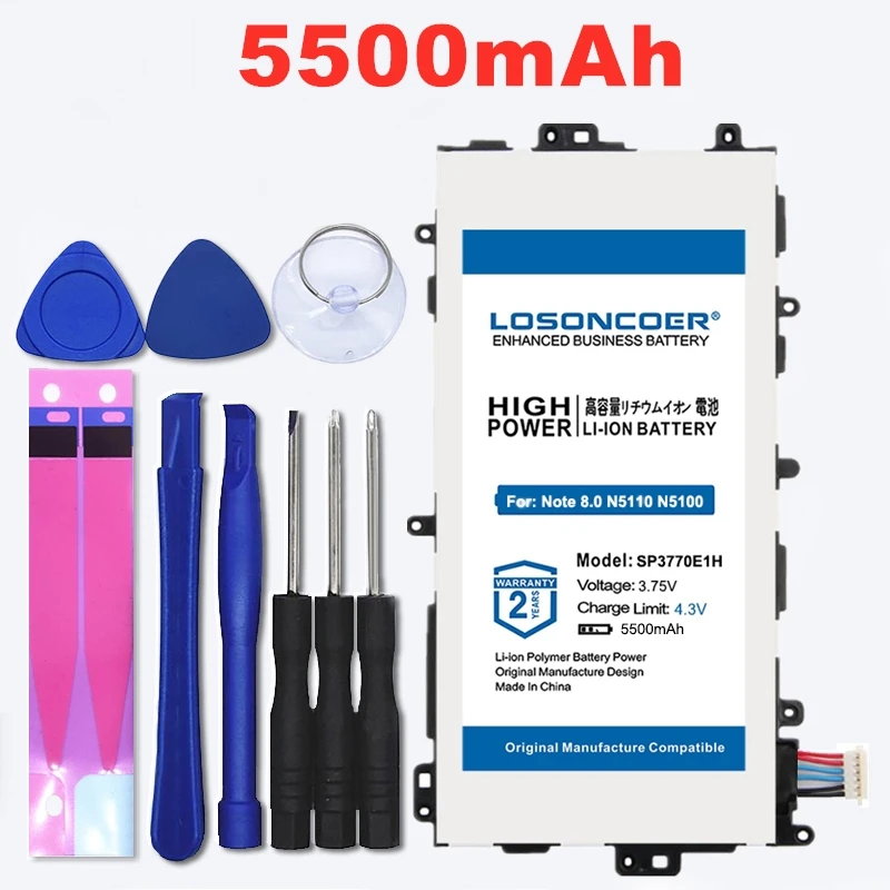 100% Оригинальный LOSONCOER 5500 мА/ч SP3770E1H Батарея для samsung N5100 N5120 Galaxy Note 8 0 N5110 GT
