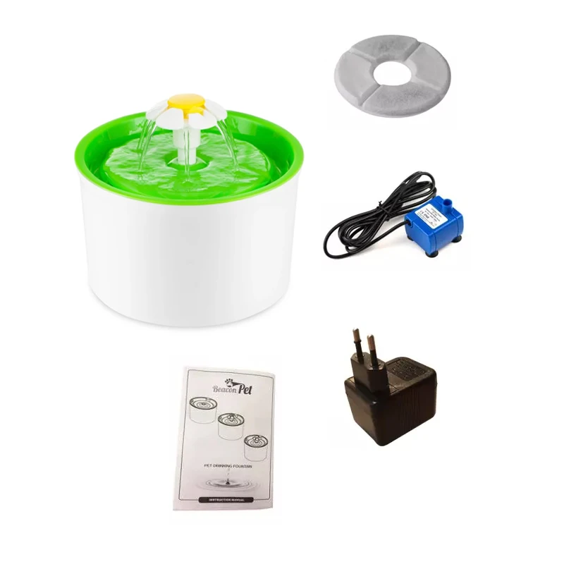 green without mat Автоматический фонтан для воды для домашних животных, диспенсер для воды, большая миска для питья с пружиной, автоматический питательный фильтр для кошек, 1.6л, 3 цвета - Цвет: green without mat