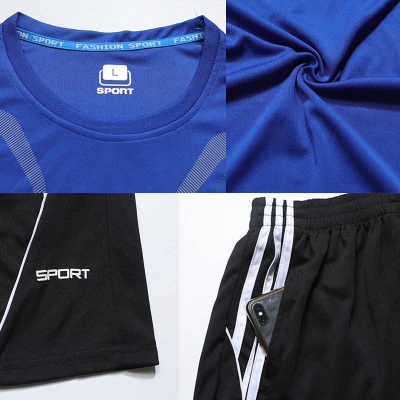 

men sweetshirtsSumme - Mens Sportswear Set Breathable Short Sleeve T-Shirt and Shorts Casual Wear Basketball Training Suit