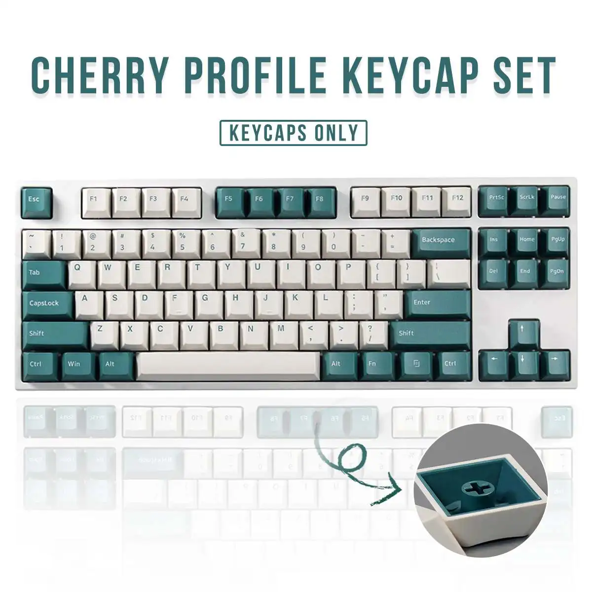 

147 Keys Emerald Keycap Set Cherry Profile PBT Two Color Molding Keycaps For 980/61/68/71/78/84/87/108Keys Mechanical Keyboard