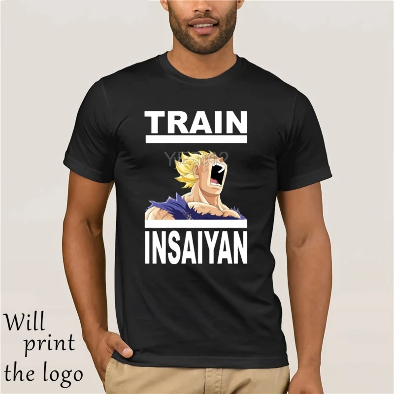 Черная Мужская футболка Dragonball Z Train Insaiyan Goku с аниме мангой для занятий в