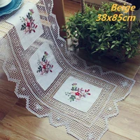 pastoral embroidered handmade crochet stitching table runner tablecloth lcd tv bedroom closet cover cloth christmas decoration