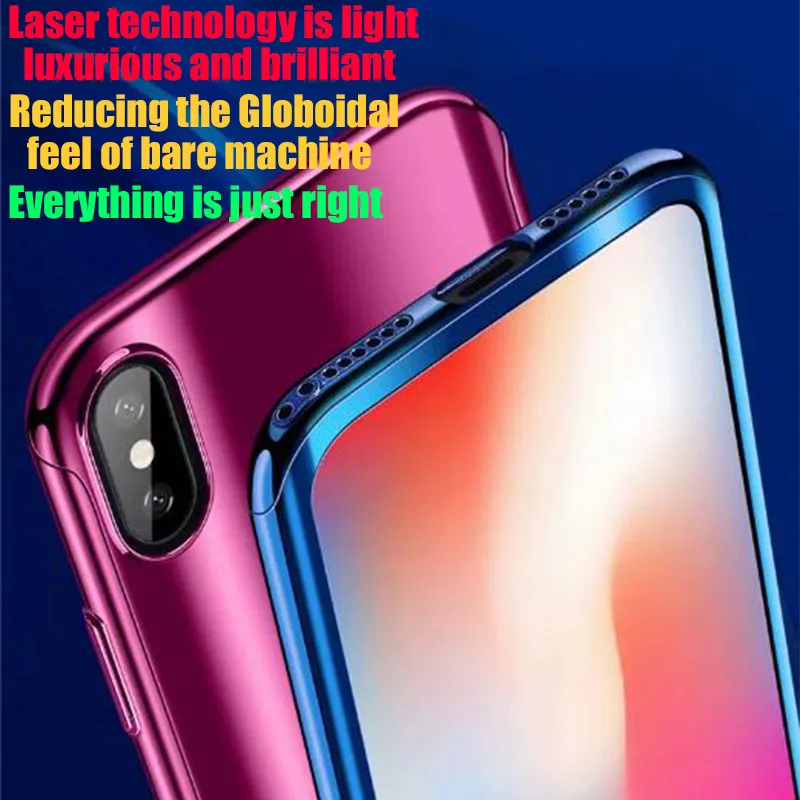 360 Полное покрытие чехол для iPhone X 8 6 6s 7 Plus 5 5S SE защитный ПК XS Max XR со стеклом| |