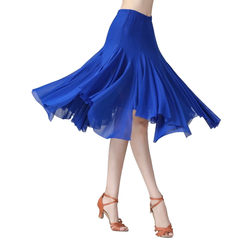 

CPDD Mesh Irregular Hem Long Skirt Modern Waltz National Standard Dance Wear Splicing