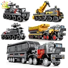 HUIQIBAO городской кран строительные грузовики строительные блоки фильм бродячая земля Танк автомобиль солдат фигурки Кирпичи игрушки для детей